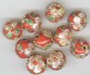 10 8mm Red Cloisonné Rounds